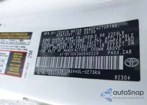 2010 Toyota Camry Se from USA, damaged, VIN 4T1BF3EK3AU545229